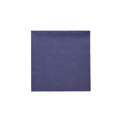 A single PAPSTAR 1-ply napkin (33 x 33 cm, dark blue, FSC-certified, environmentally friendly) from PAPSTAR GmbH lies neatly folded on a white background.