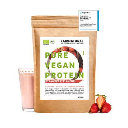Organic vegan protein powder strawberry without soy