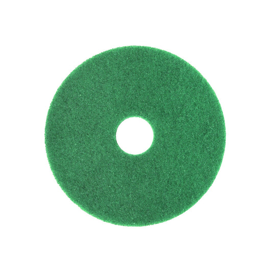 Das Arcora Superpad Grün von Arcora International GmbH ist ein grünes, rundes Pad mit Mittelloch, ideal für die Grundreinigung auf empfindlichen Böden oder die Unterhaltsreinigung auf robusten Oberflächen. Abgebildet auf einem weißen Hintergrund.