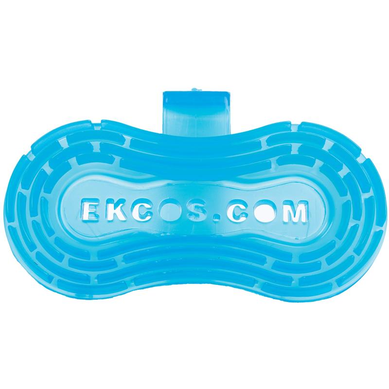 Der Ekco Clip Lufterfrischer, Blau Fresh von Diversey Deutschland GmbH & Co. OHG ist ein blauer Toilettenbeckenerfrischer im 10er-Karton, der für langanhaltende Frische sorgen soll.