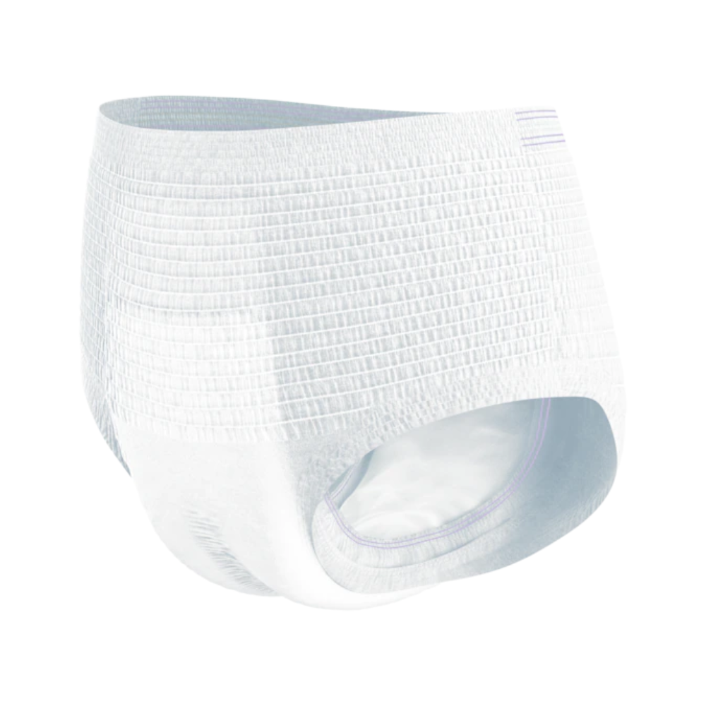 The TENA ProSkin Pants Night Super incontinence pants from TENA – Essity Germany GmbH, designed for adults with bladder weakness, is depicted on a white background. It features an elastic waistband and a textured surface to enhance absorbency.