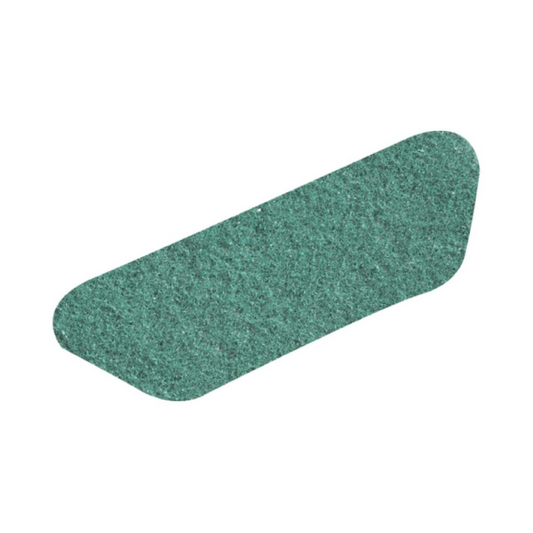 Ein einzelner grüner, ovaler Twister S-Pad Schleifstreifen (45x15cm) der Diversey Deutschland GmbH & Co. OHG, aus dem 2er-Pack „Twister S-Pad Grün“, isoliert auf weißem Untergrund.