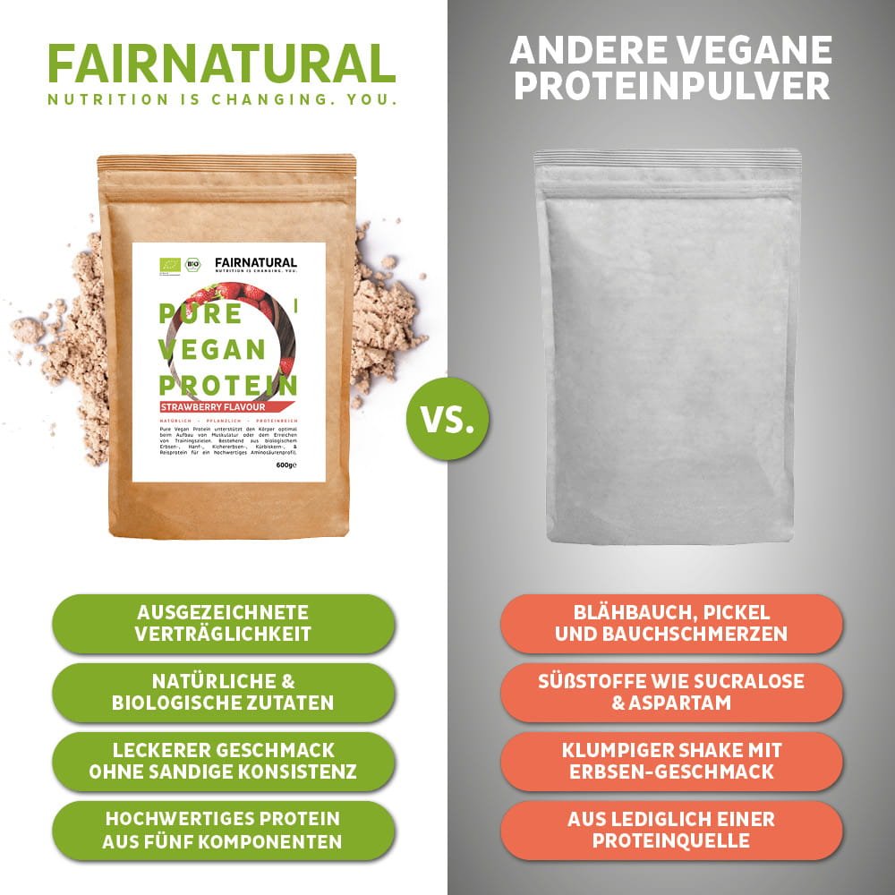 Organic vegan protein powder strawberry without soy