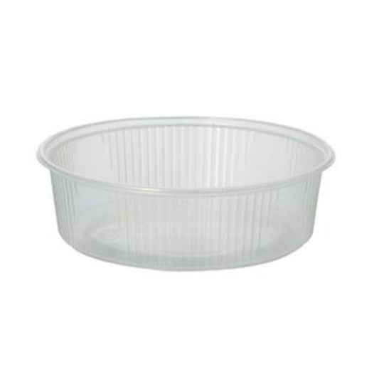 Der Starpak 100 Verpackungsbecher ist ein klarer, runder 125-ml-PP-Lebensmittelbehälter mit gerippter Außenseite, der leer auf weißem Hintergrund abgebildet ist. Ideal von Starpak für den vielseitigen Bedarf an Lebensmittelverpackungen.