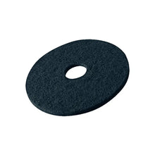 Die Vileda Professional DynaCross Superpads Bodenscheiben von Vileda GmbH sind schwarze, runde Bodenpolierpads mit einem Loch in der Mitte. Ihre strukturierte Oberfläche ist perfekt für die Bodenpflege geeignet und ermöglicht hervorragendes Polieren und Polieren mit Bodenreinigungsmaschinen.