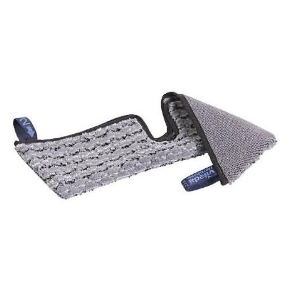 The Vileda Professional Swep Duo r-SafetyPlus Mop from Vileda GmbH with a width of 50 cm is expertly crafted for efficient and safe floor cleaning. It features a distinctive, curved design with two layers, including an upper layer with a loop structure and a blue label on the edge indicating its compatibility with the Swep Duo system.