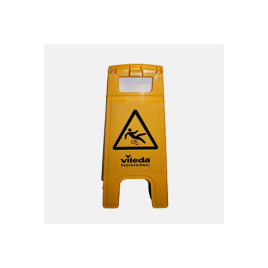 Das Warnschild „Rutschgefahr“ der Vileda GmbH zeigt ein schwarzes Rutschgefahr-Symbol auf gelbem Hintergrund und dient als wichtiges Zeichen zur Warnung vor rutschigen Oberflächen.