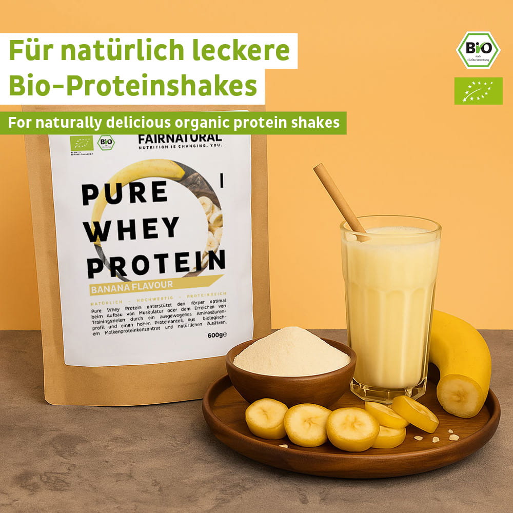 Organic whey protein powder banana