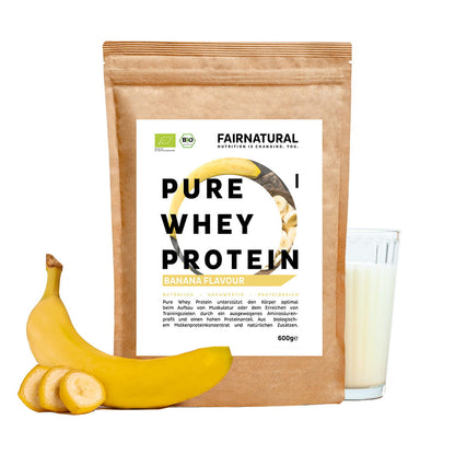 Organic whey protein powder banana