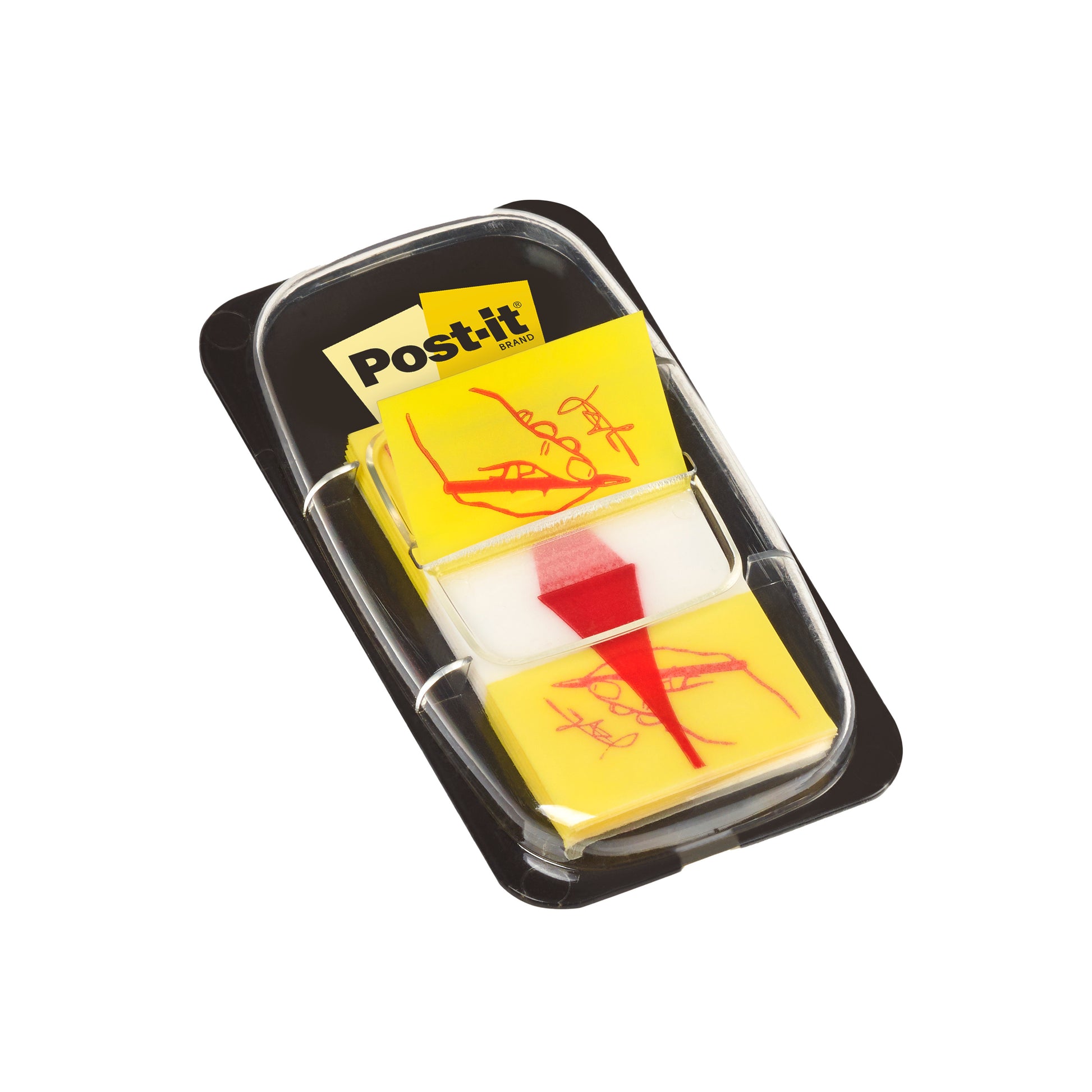 Eine Packung 3M Post-it® Index Haftstreifen, Standardgröße (25,4 mm x 43,2 mm), Gelb, 50 Stück pro Spender, von 3M Deutschland GmbH.