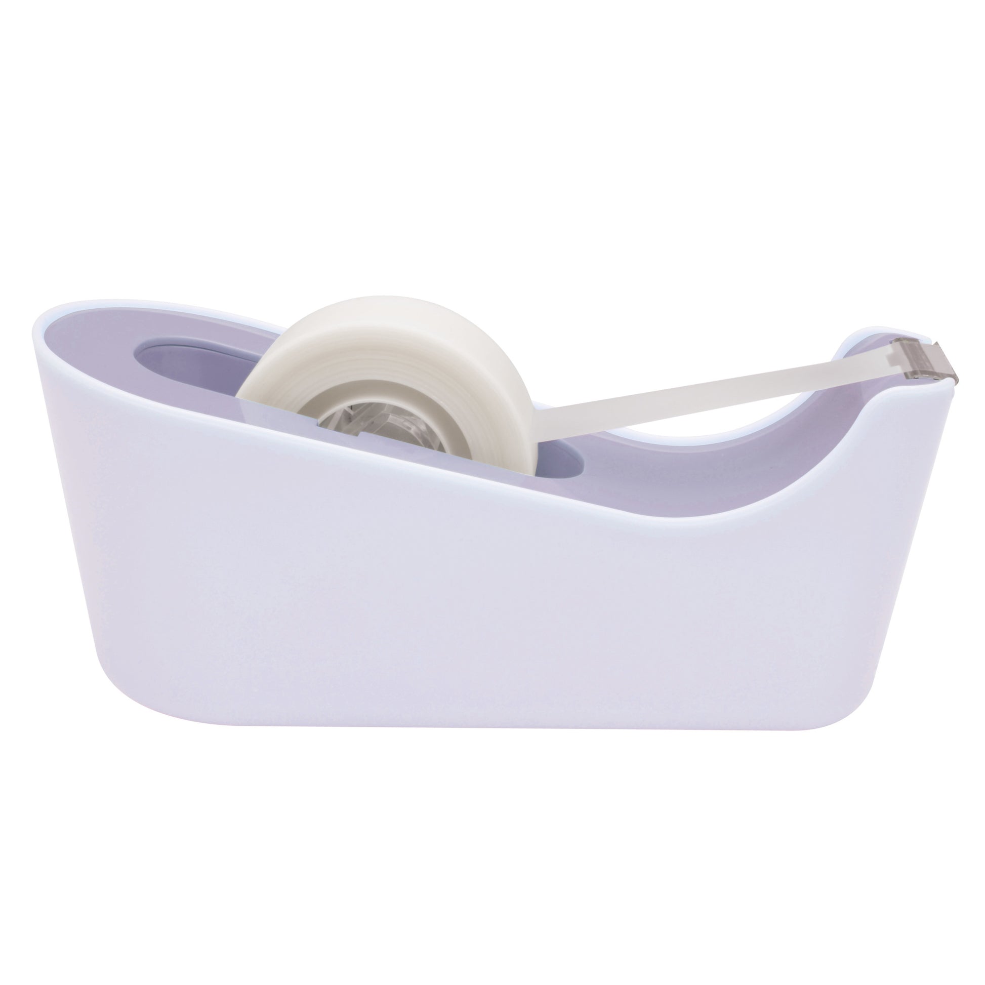 Der Scotch™ Klebeband-Abroller C18 mit Scotch® Magic™ Unsichtbares Klebeband (19 mm x 33 m) von 3M Deutschland GmbH ist ein weißer Klebebandabroller aus Kunststoff mit einem gezackten Metallschneider, abgebildet auf einem schlichten weißen Hintergrund.