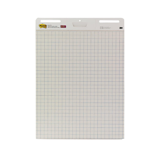Das Post-it® Super Sticky selbsthaftendes Meeting Chart/Flipchart 566 von 3M Deutschland GmbH ist weiß, 58,4 x 50,8 cm, mit 20 Blatt/Block, blauen Rasterlinien, wandmontierbar, inkl. Griff und Branding. Packung: 2 Blöcke + 8 Command™-Strips.