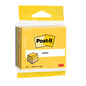 Eine Packung Post-it® Notes Würfel von 3M Deutschland GmbH, 76 x 76 mm, 450 Blatt pro Block, farblich sortiert und PEFC-zertifiziert.