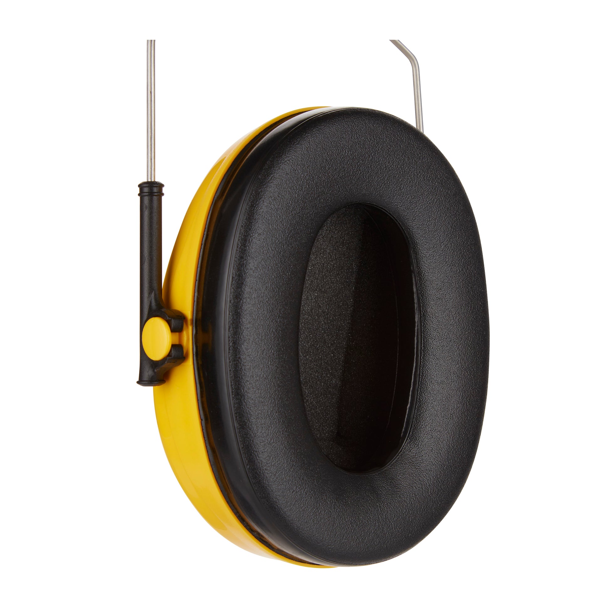 Nahaufnahme eines einzelnen 3M™ PELTOR™ Optime™ I Helm-Gehörschutzes H510P3E, SNR 26 dB, gelb von 3M Deutschland GmbH, isoliert auf weiß. Packung enthält 1 Stück.