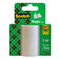 The Scotch® Magic™ Invisible Tape promotional pack (3M Deutschland GmbH) contains 2 rolls + 1 FREE roll each 19 mm x 15 m - ideal for craft projects or office use, with green-yellow packaging and "2+1 free" note.