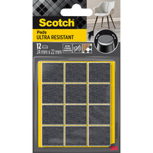 Die 3M Scotch® Extrembeständige Filzpads SP87A37 (12 Stück, 24 mm x 22 mm, grau/weiß) sind selbsthaftend und bieten zuverlässigen Oberflächenschutz für Möbel sowie effektiven Kratzschutz für Böden.