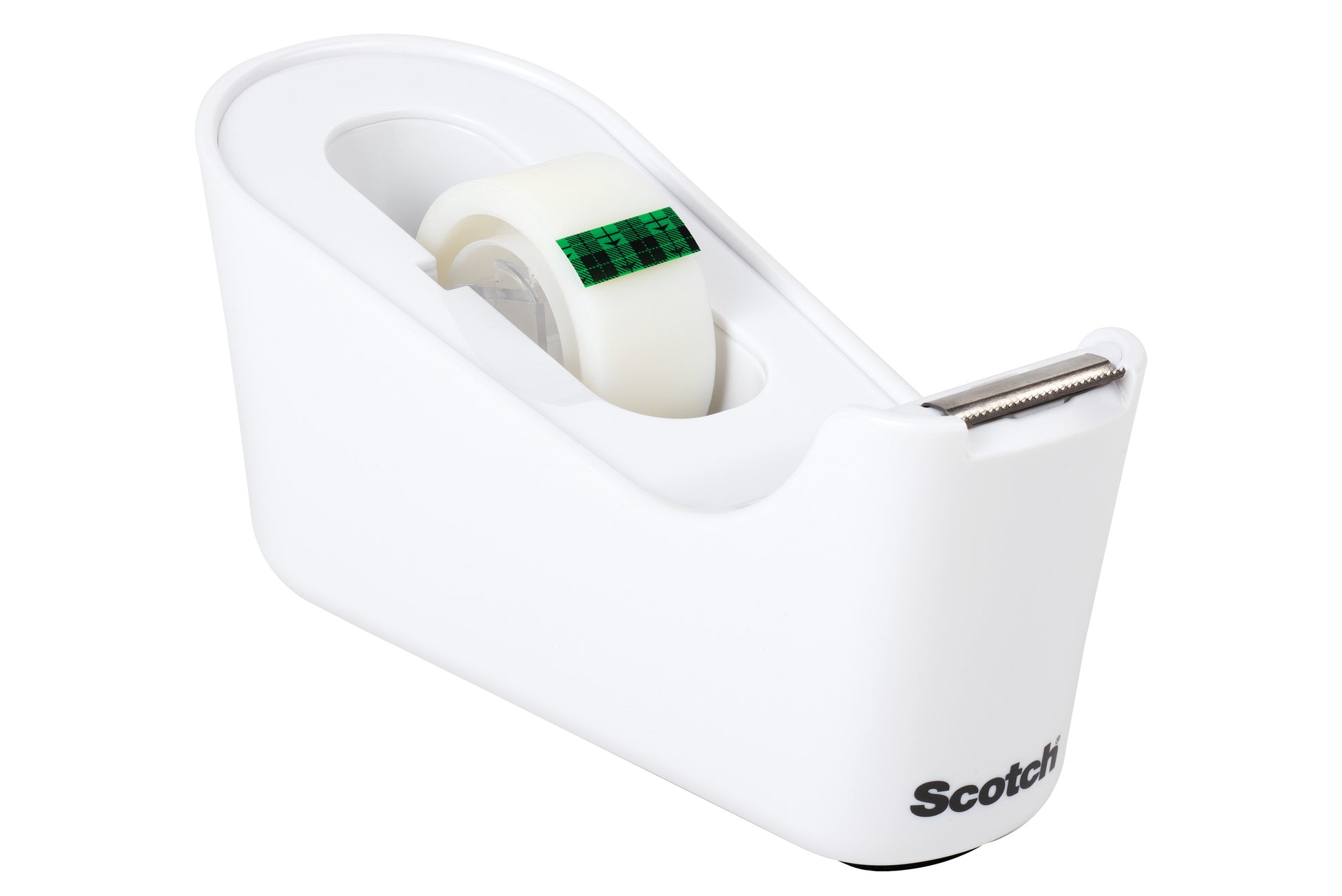 Der 3M Deutschland GmbH Scotch™ Klebeband-Abroller C18 enthält eine Rolle Scotch® Magic™ Unsichtbares Klebeband (19 mm x 33 m). Der weiße Spender verfügt über eine Metallschneide und einen "Scotch"-Schriftzug auf dem Boden.