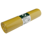 Eine Rolle DEISS 23004 gelbe Müllsäcke (700x1100 mm, Typ 60, 25 Stück) von EMIL DEISS KG (GmbH + Co.) mit einem weiß-grünen Etikett, das üblicherweise als Schutzfolie oder Abdeckfolie im Baugewerbe verwendet wird, auf hellgrauem Hintergrund.