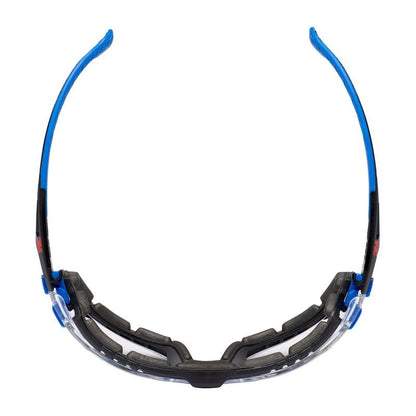 The 3M™ Solus™ Safety Glasses 1000 from 3M Deutschland GmbH feature curved temples and a padded inner frame, with clear lenses, Scotchgard™ anti-fog coating, and attachable foam gasket for additional protection.