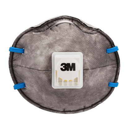 A 3M™ Cool Flow™ Particulate Respirator 9922, FFP2, odor-reducing, with valve from 3M Deutschland GmbH with blue elastic straps and white valve in the center photographed against a white background (1 piece from a 2-pack).