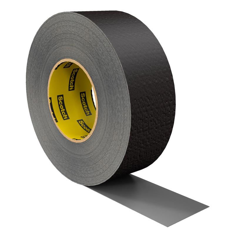 A roll of black Scotch® Extremium™ Ultra High Performance Tape DT17 (10 m x 24 mm) by 3M Deutschland GmbH is partially unrolled, with the inner core bearing the Scotch brand name in yellow and black.