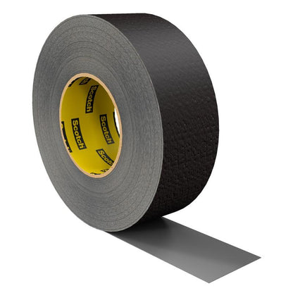 A roll of black Scotch® Extremium™ Ultra High Performance Tape DT17 (10 m x 24 mm) by 3M Deutschland GmbH is partially unrolled, with the inner core bearing the Scotch brand name in yellow and black.