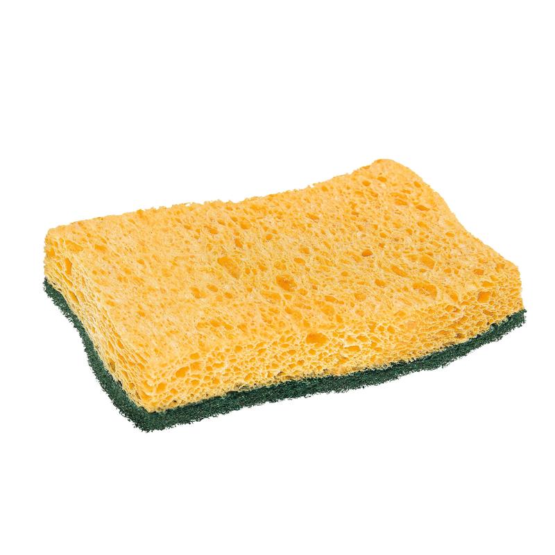 The Scotch-Brite® Classic Cleaning Sponge from 3M Deutschland GmbH is a yellow rectangular sponge with a green abrasive layer on the bottom, depicted on a white background.